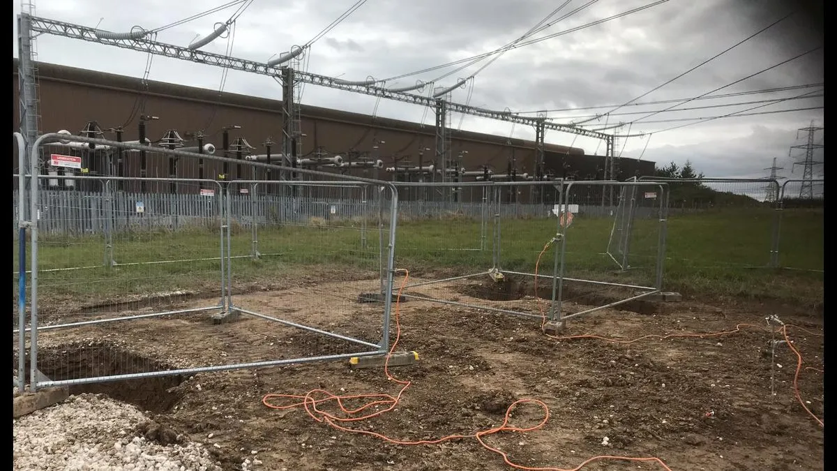 The new Hornsea 02 400kV substation compound at Killingholme, where the drilled cable ducts terminated