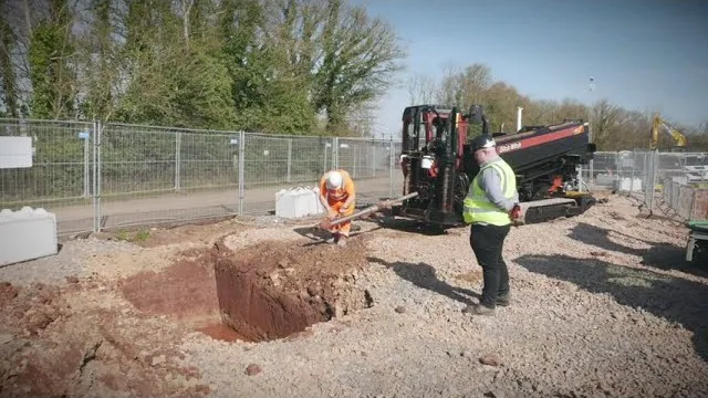 S.W.Directional Drilling rig installing electric cable ducts at Iron Acton