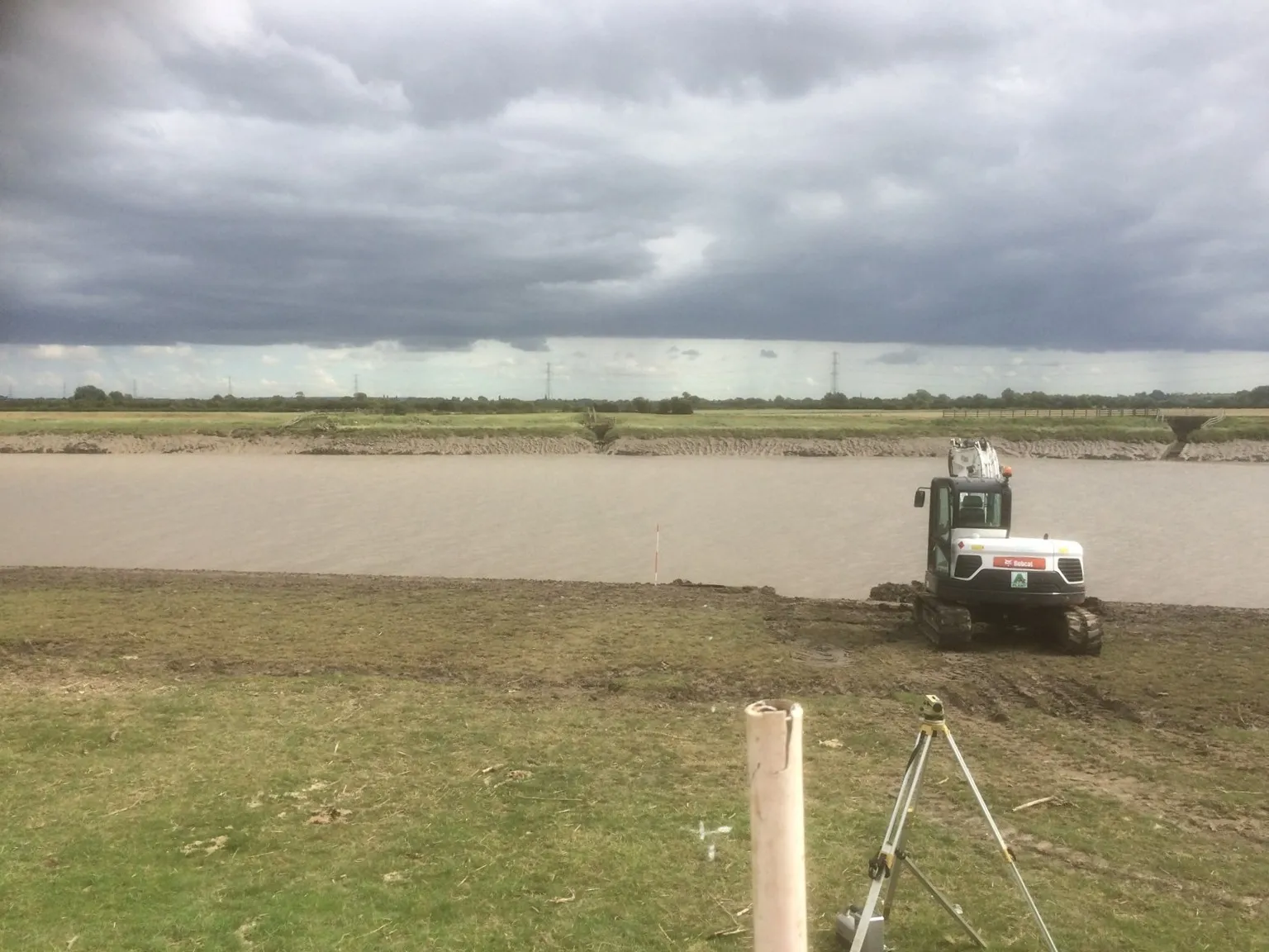 A directional-drilled pipe crossing beneath a river